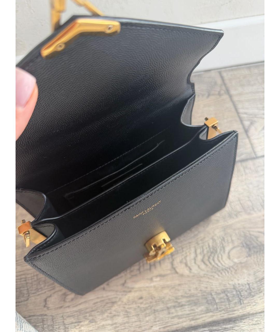 SAINT LAURENT Черная кожаная сумка с короткими ручками, фото 4