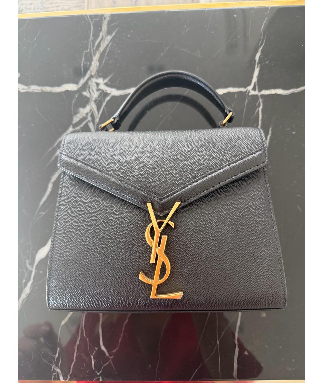 SAINT LAURENT Черная кожаная сумка с короткими ручками, фото 5