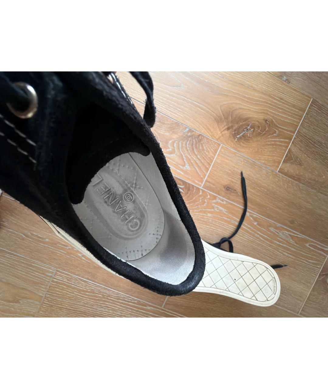 CHANEL Черные кожаные кеды, фото 6