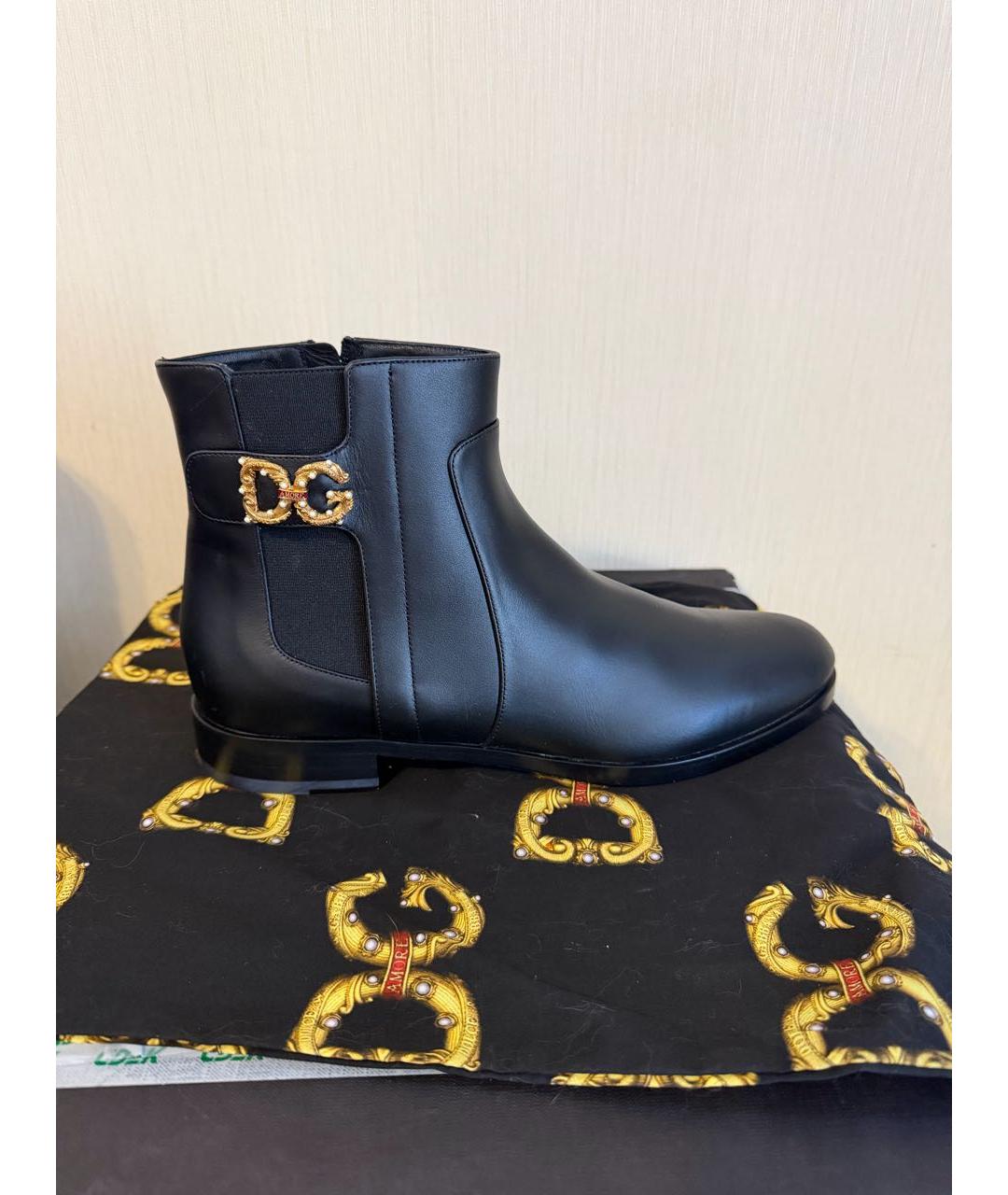 DOLCE&GABBANA Черные кожаные ботинки, фото 6