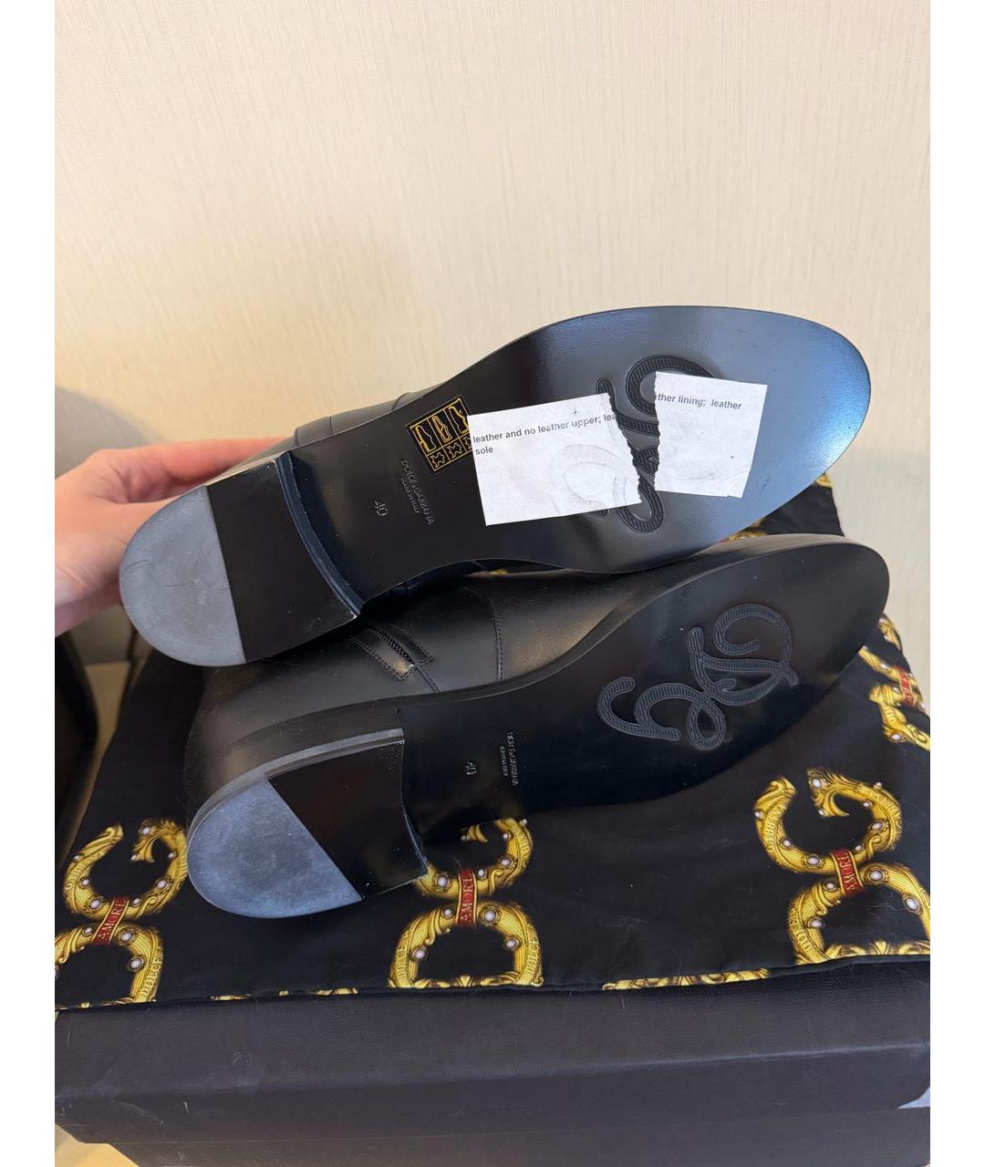 DOLCE&GABBANA Черные кожаные ботинки, фото 5