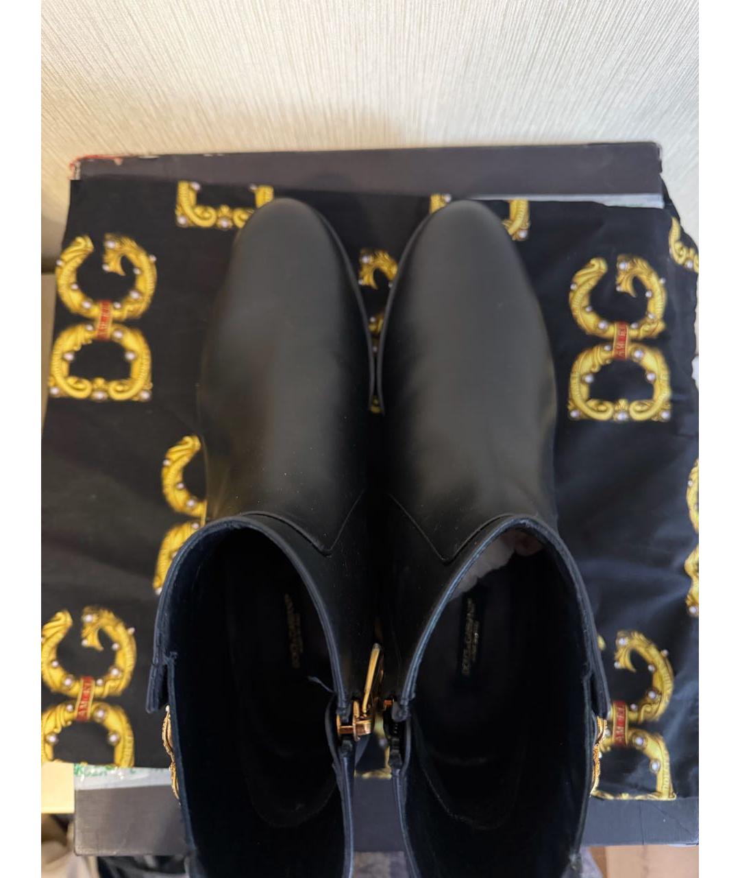 DOLCE&GABBANA Черные кожаные ботинки, фото 3