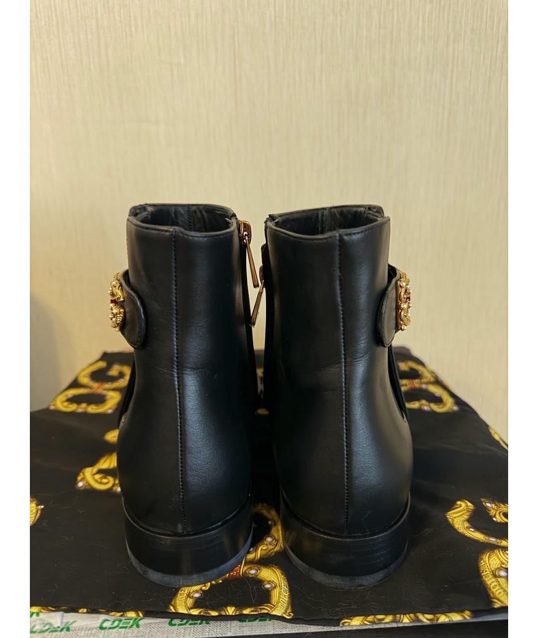 DOLCE&GABBANA Черные кожаные ботинки, фото 4