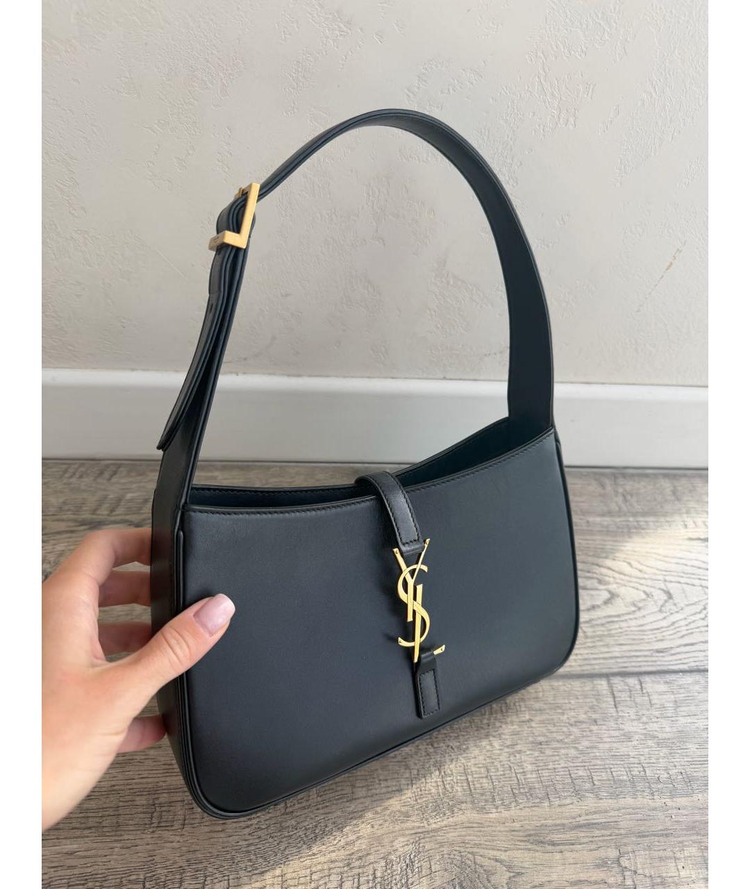 SAINT LAURENT Черная кожаная сумка через плечо, фото 2