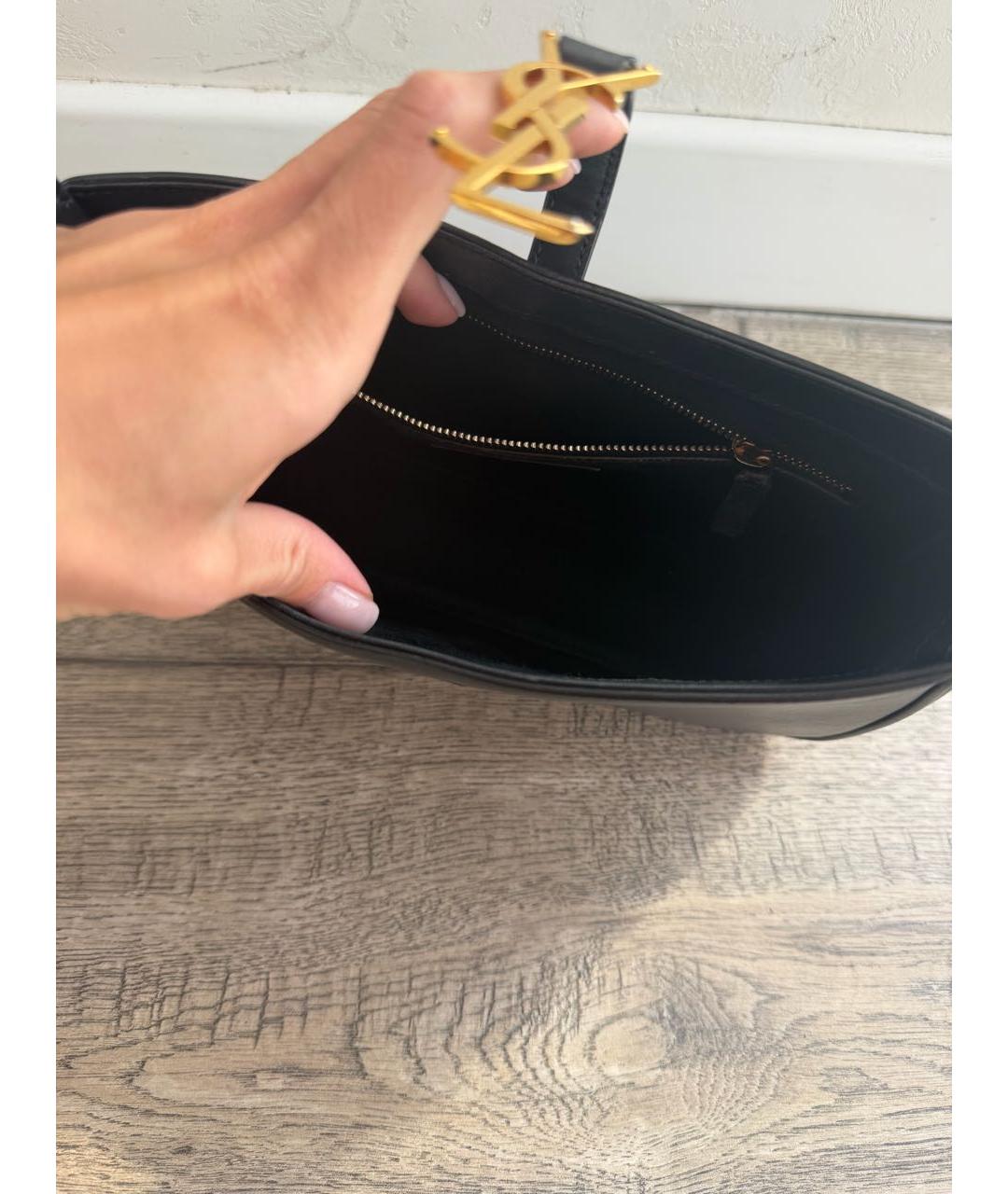 SAINT LAURENT Черная кожаная сумка через плечо, фото 4