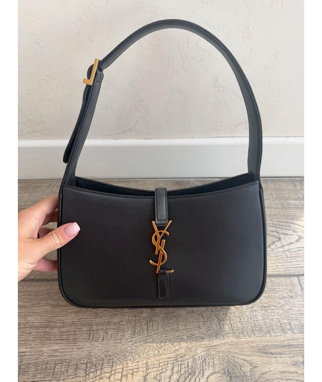 SAINT LAURENT Черная кожаная сумка через плечо, фото 5