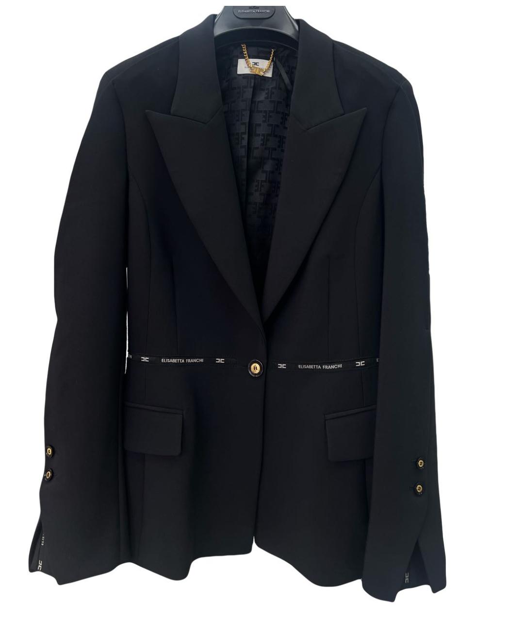 ELISABETTA FRANCHI Черный полиэстеровый жакет/пиджак, фото 4