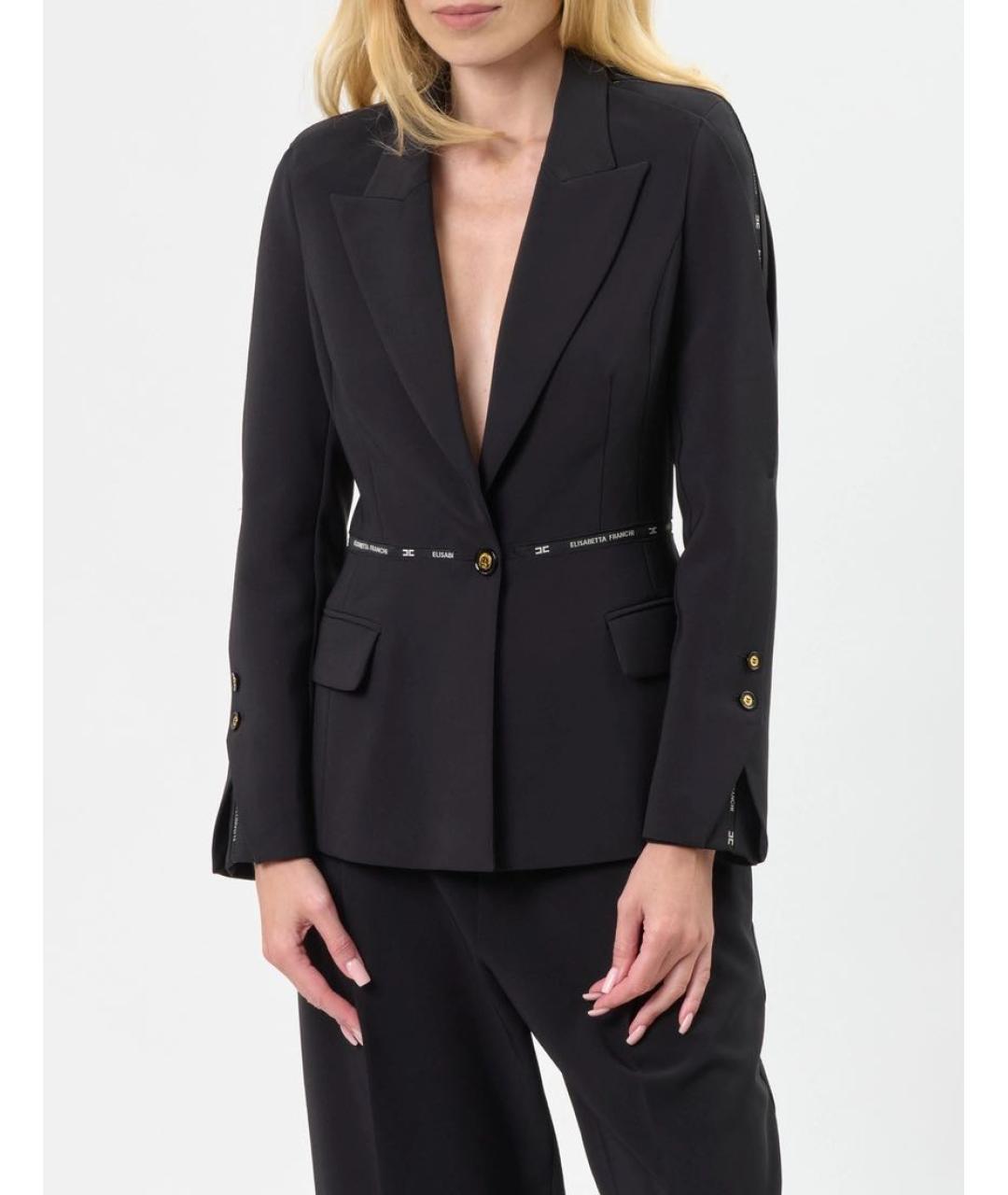 ELISABETTA FRANCHI Черный полиэстеровый жакет/пиджак, фото 2