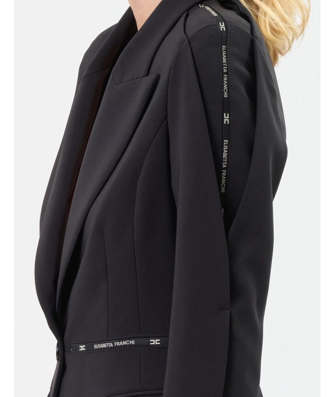 ELISABETTA FRANCHI Черный полиэстеровый жакет/пиджак, фото 3