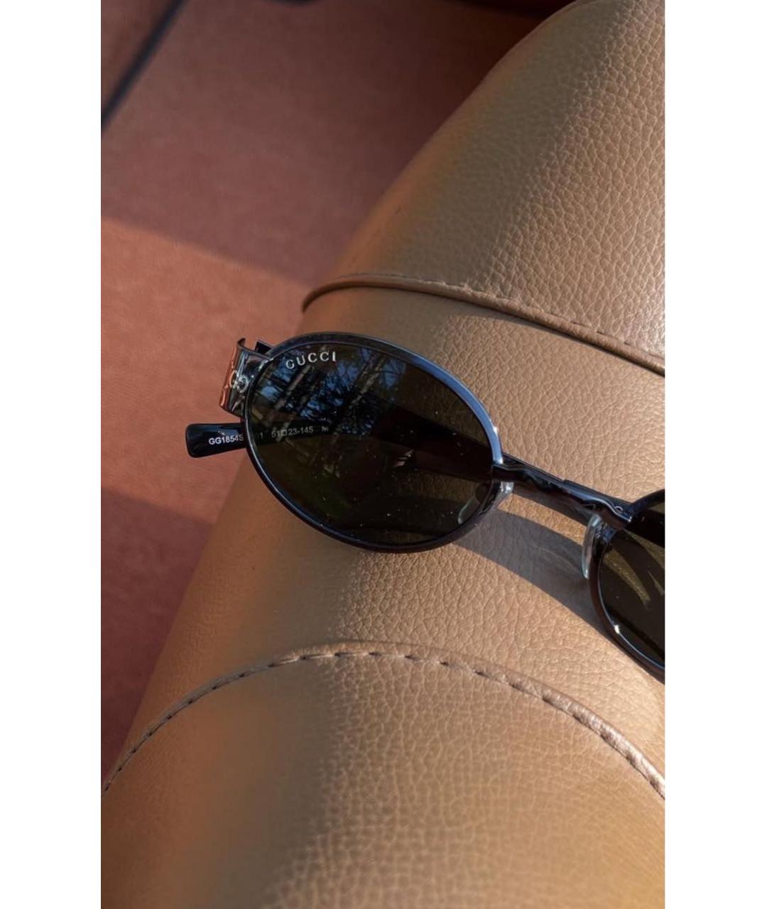 GUCCI Черные металлические солнцезащитные очки, фото 3