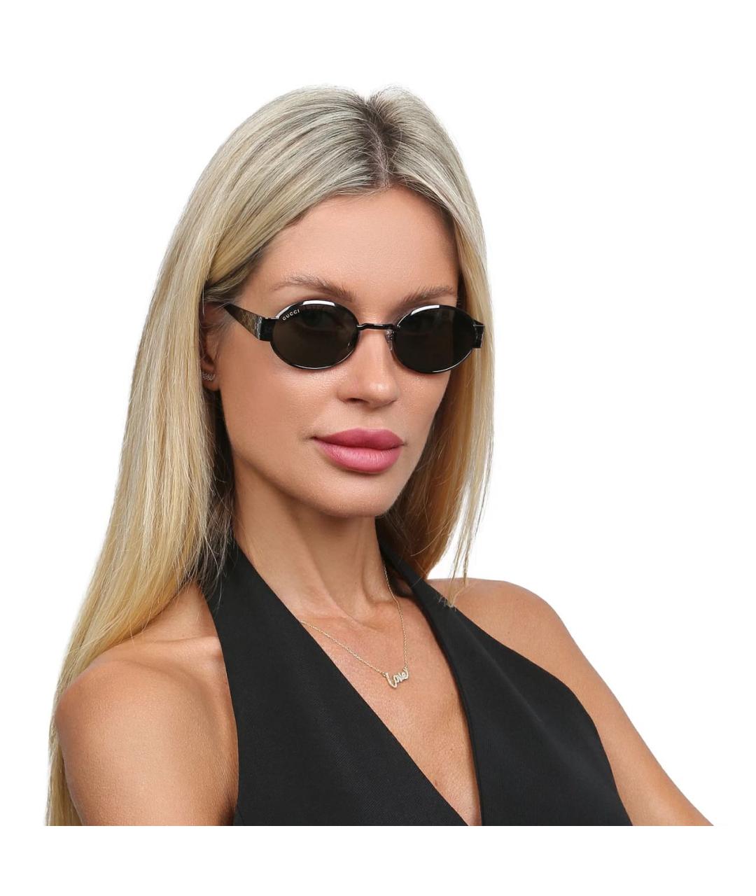 GUCCI Черные металлические солнцезащитные очки, фото 4