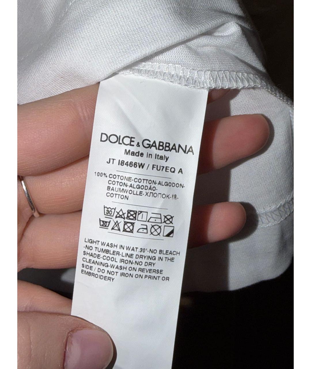 DOLCE&GABBANA Белая хлопковая футболка, фото 5