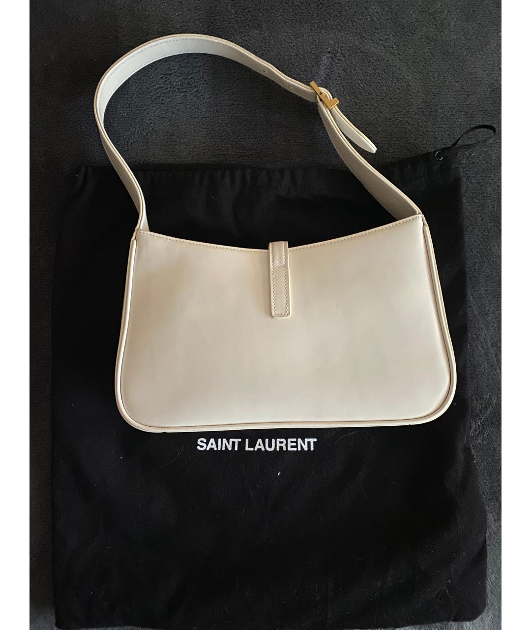 SAINT LAURENT Бежевая кожаная сумка через плечо, фото 2