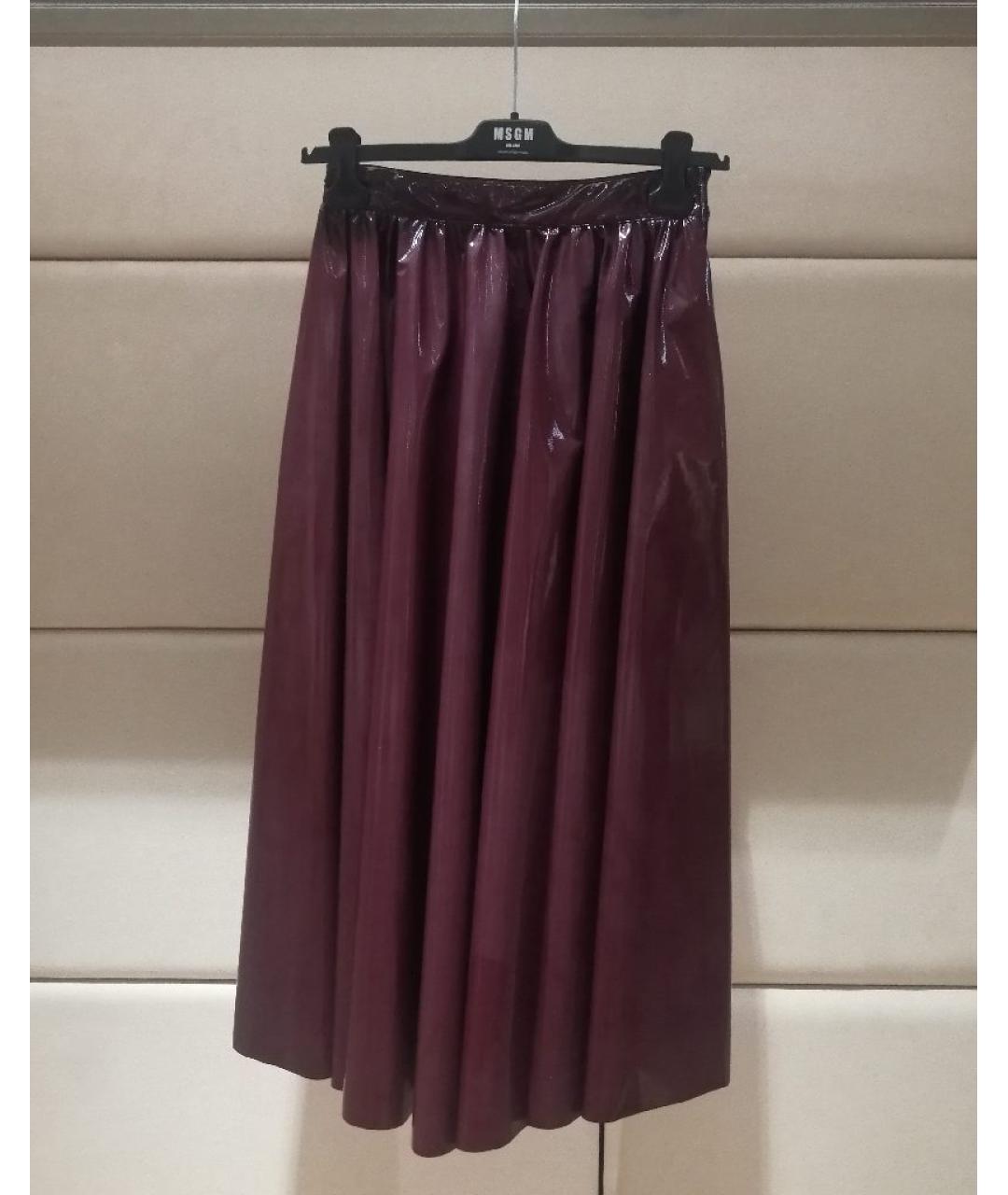 MSGM Бордовая юбка миди, фото 3