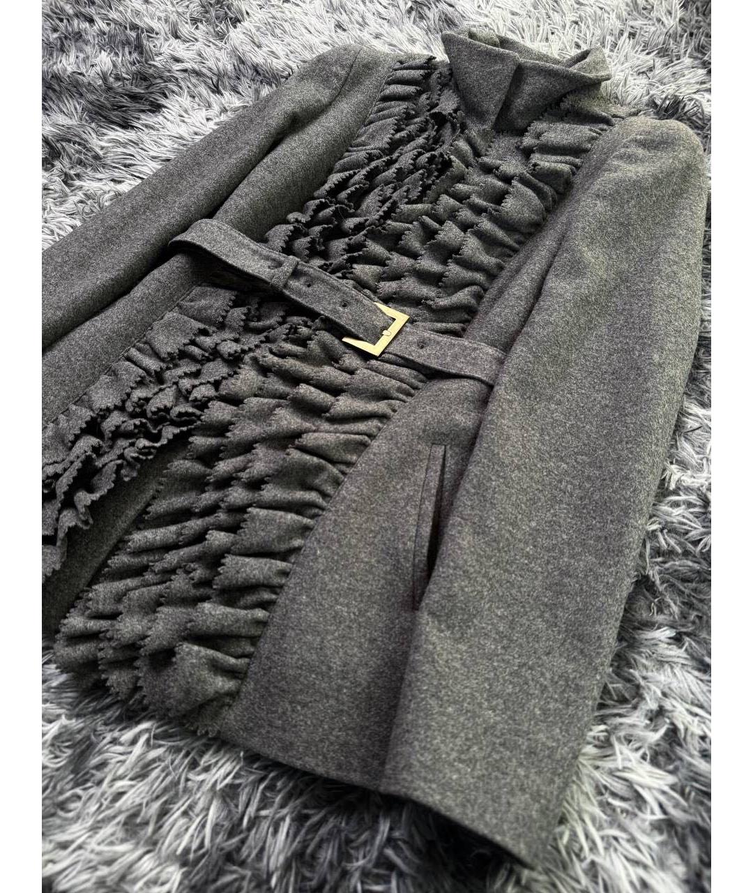 CAVALLI CLASS Антрацитовое шерстяное пальто, фото 3