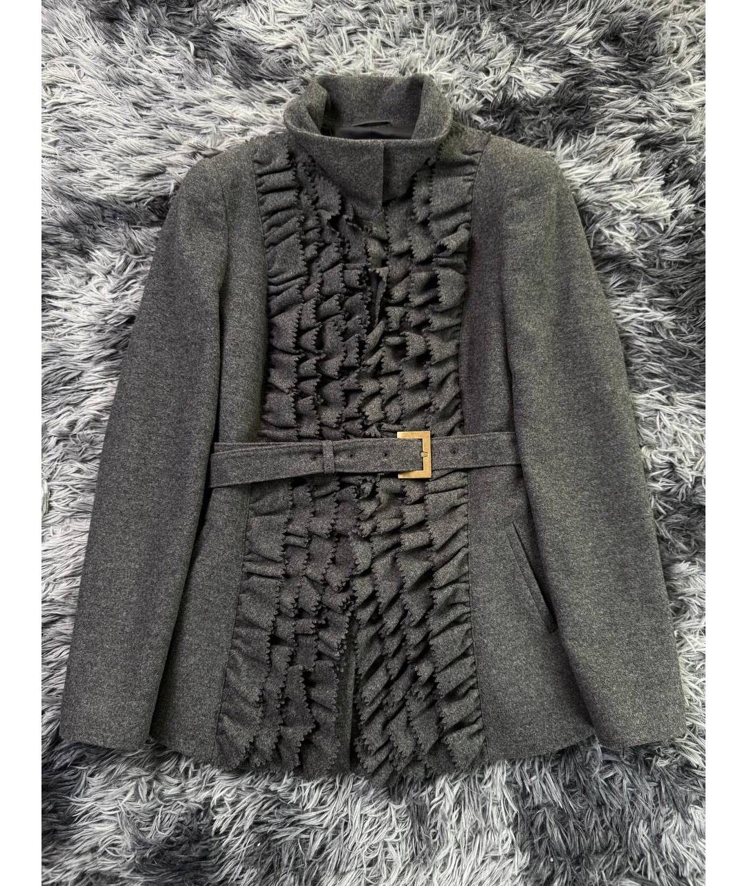 CAVALLI CLASS Антрацитовое шерстяное пальто, фото 9