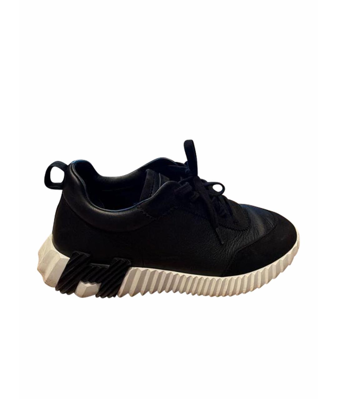 HERMES Черные кожаные высокие кроссовки / кеды, фото 1