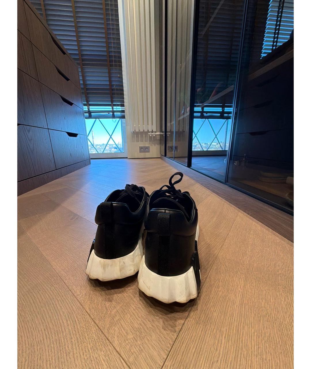 HERMES Черные кожаные высокие кроссовки / кеды, фото 4