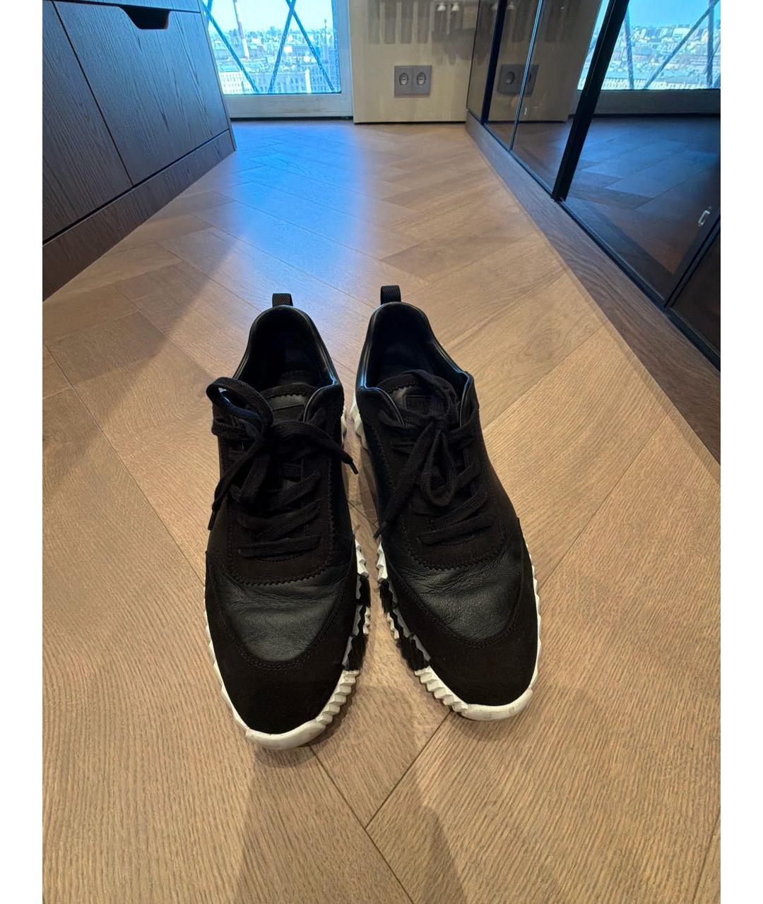 HERMES Черные кожаные высокие кроссовки / кеды, фото 2