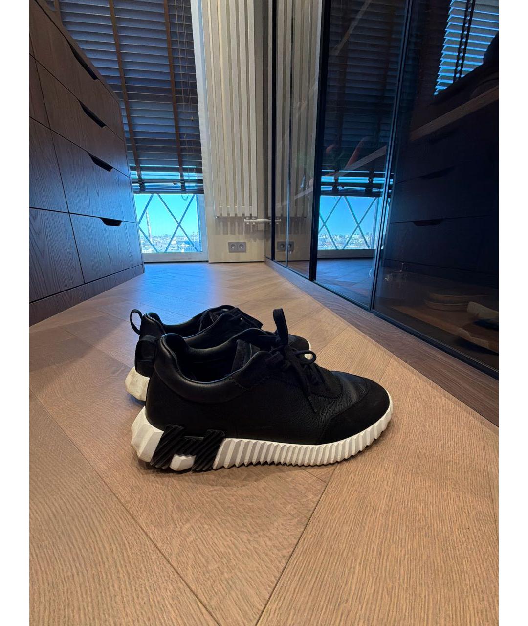 HERMES Черные кожаные высокие кроссовки / кеды, фото 7