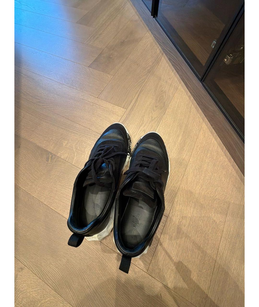 HERMES Черные кожаные высокие кроссовки / кеды, фото 3