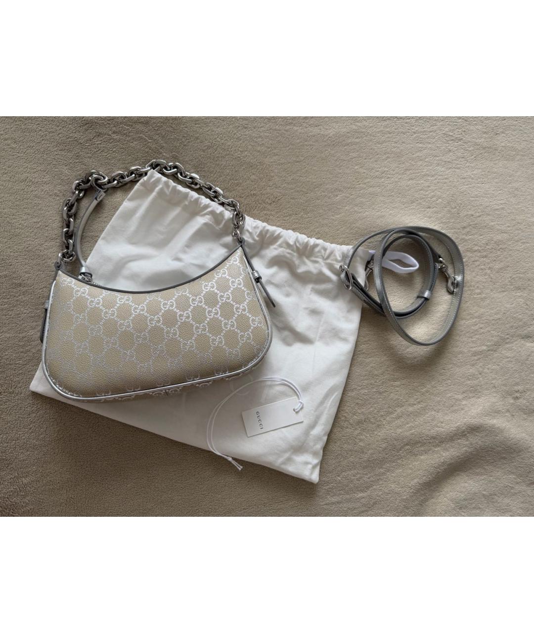 GUCCI Бежевая кожаная сумка с короткими ручками, фото 5