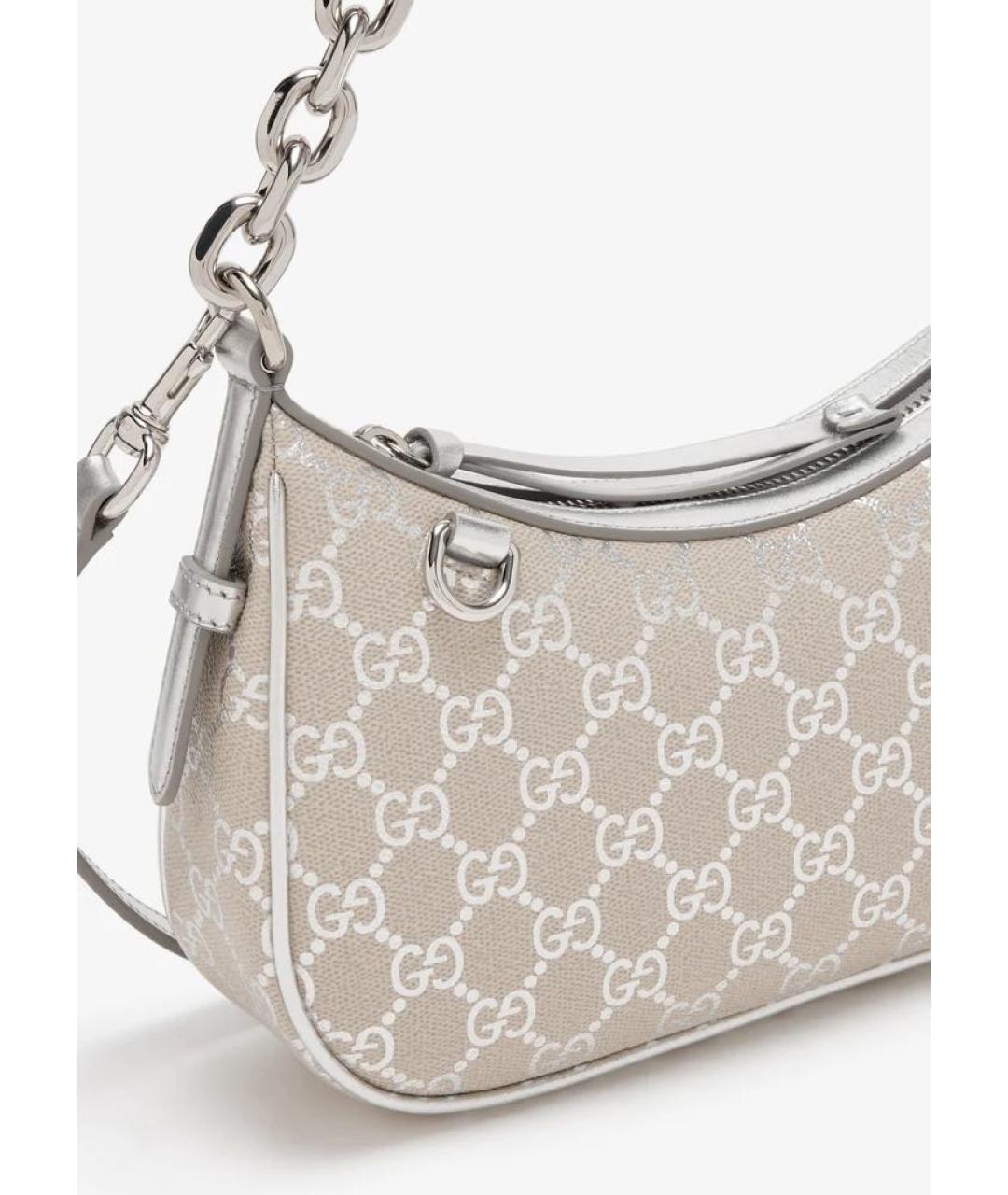 GUCCI Бежевая кожаная сумка с короткими ручками, фото 2