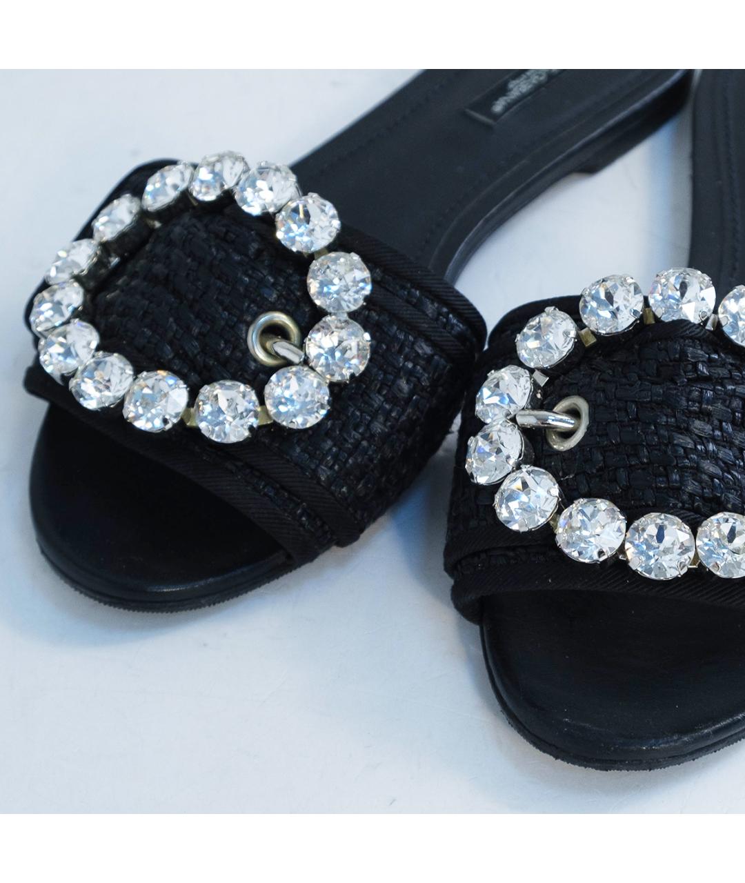 DOLCE&GABBANA Черные кожаные шлепанцы, фото 3