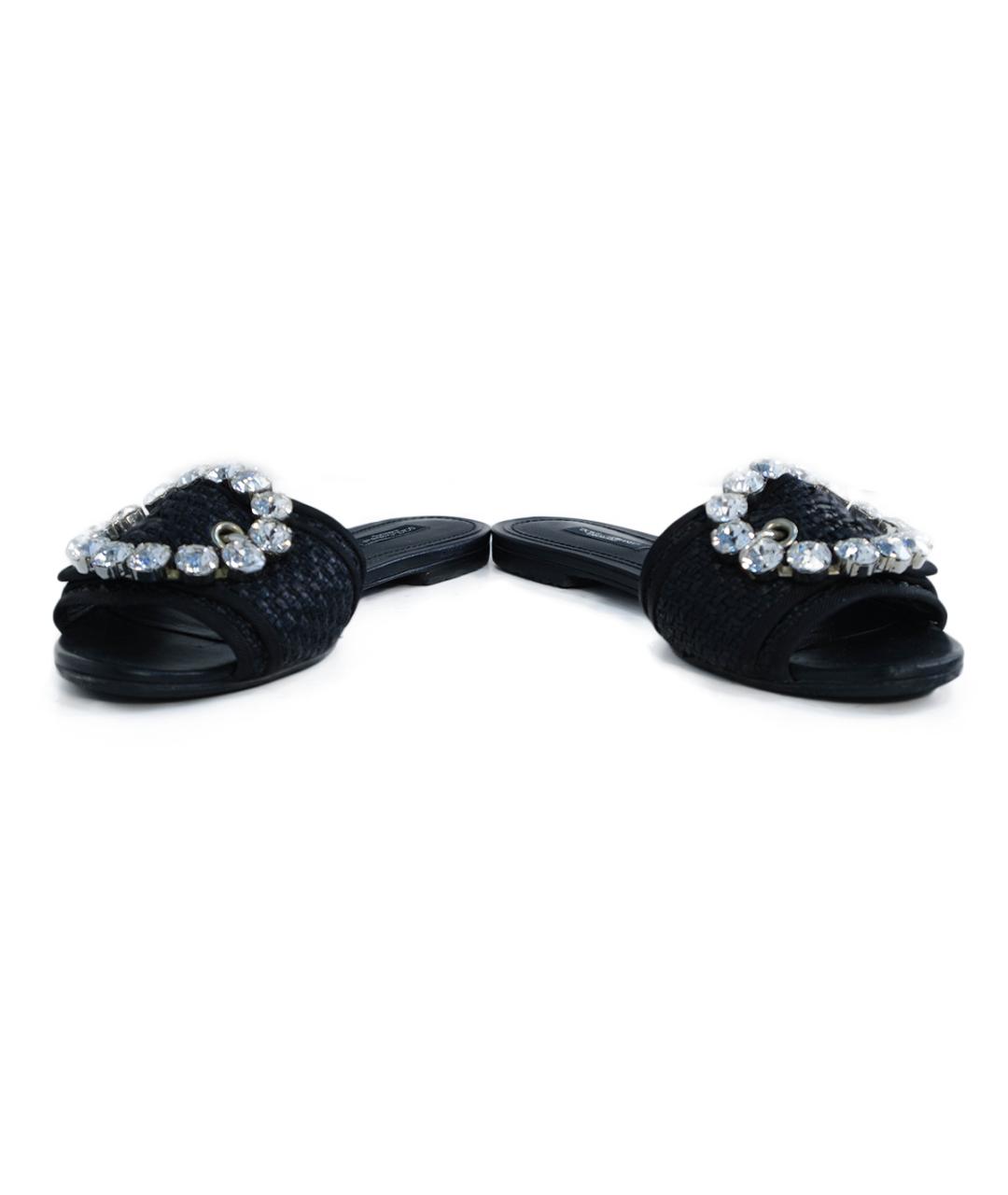 DOLCE&GABBANA Черные кожаные шлепанцы, фото 4