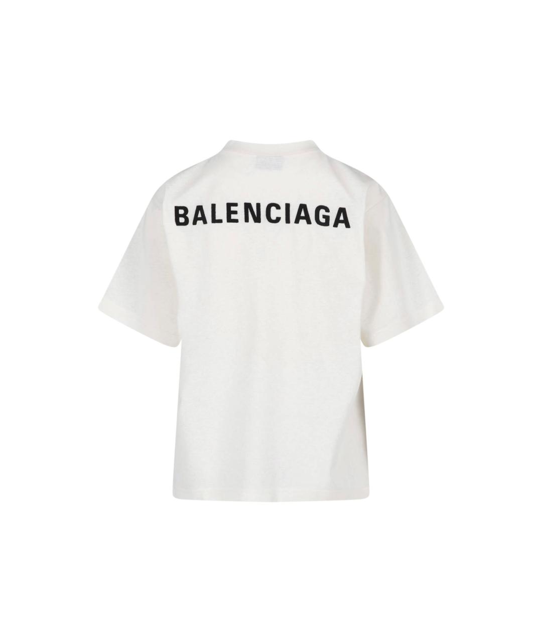 BALENCIAGA Белая хлопковая футболка, фото 2
