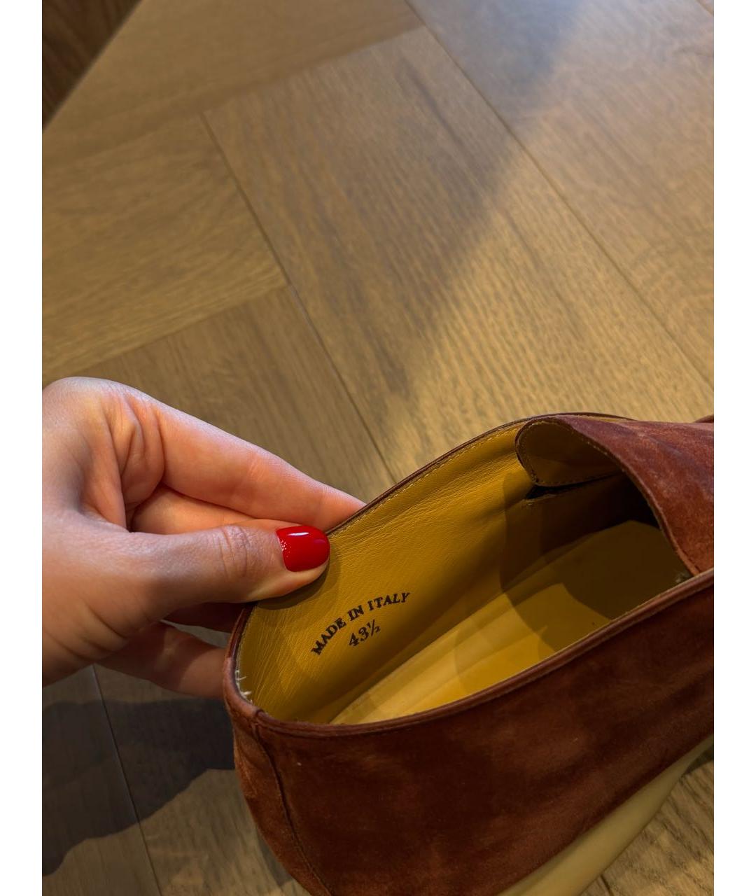 LORO PIANA Бордовые замшевые лоферы, фото 6