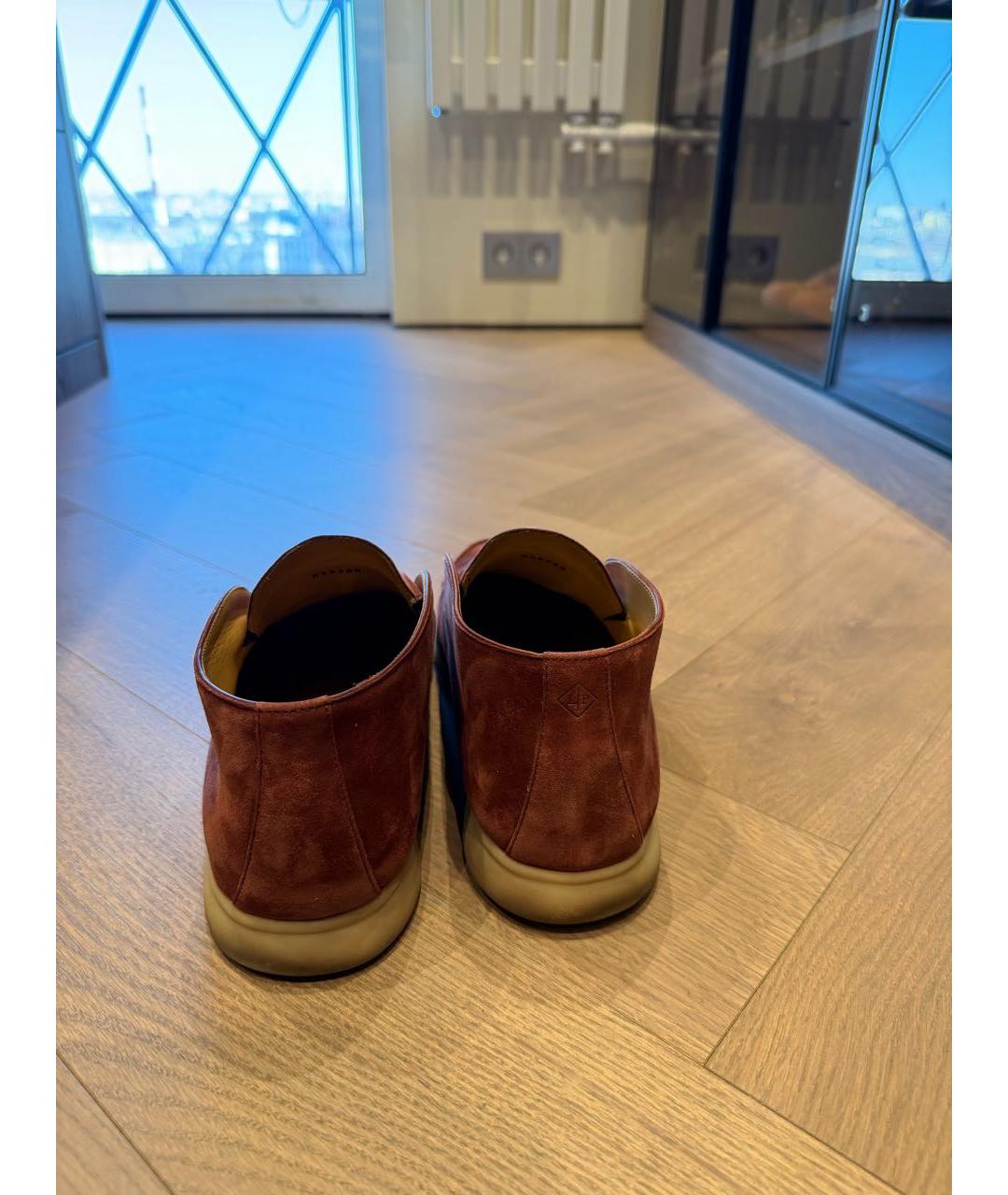 LORO PIANA Бордовые замшевые лоферы, фото 4