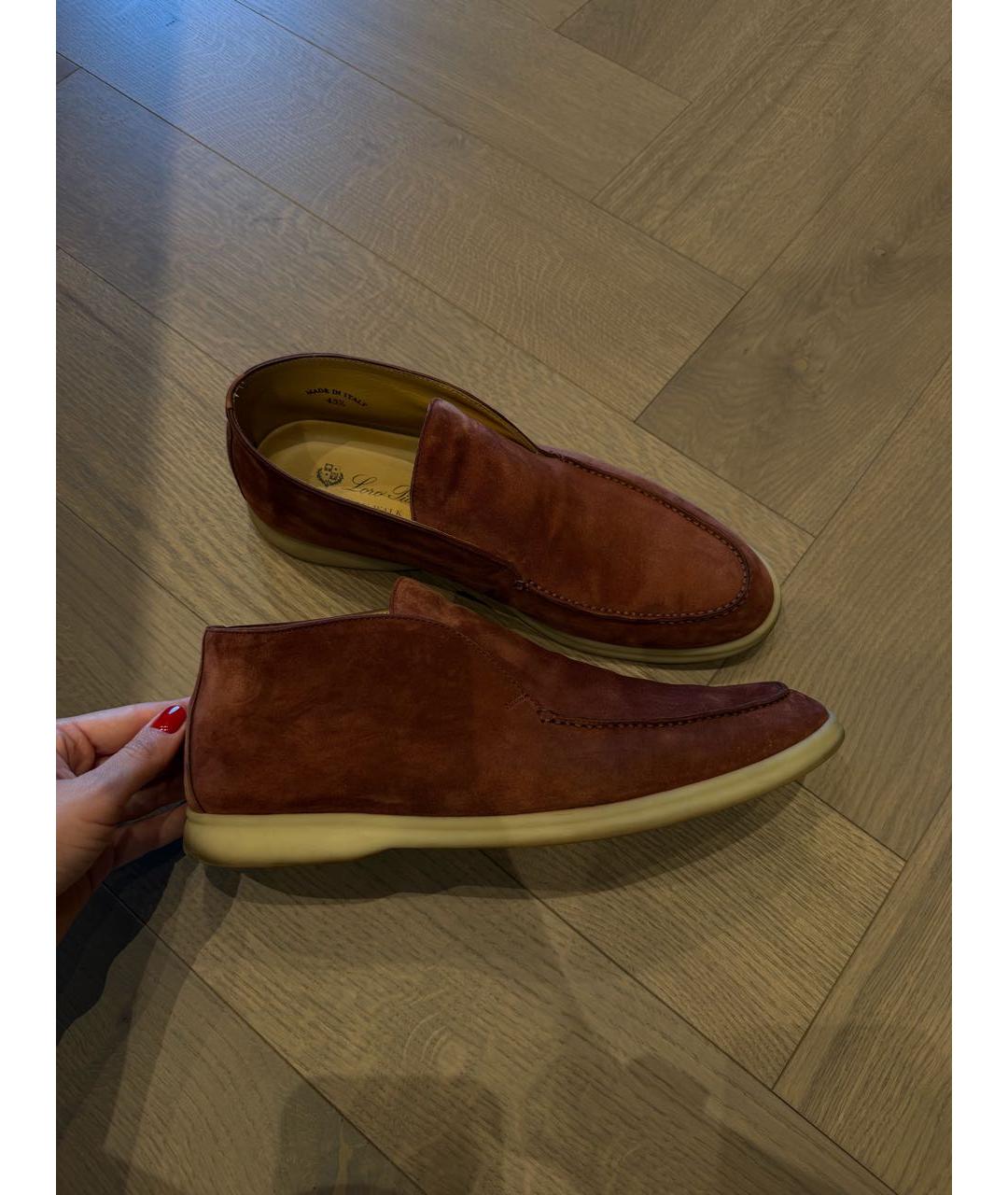 LORO PIANA Бордовые замшевые лоферы, фото 7