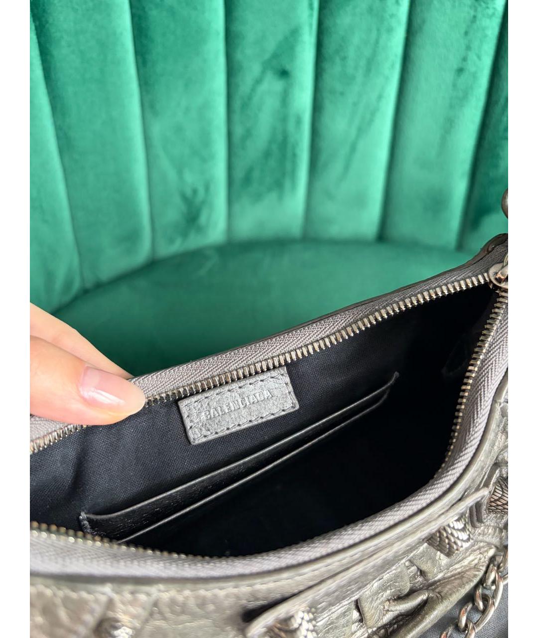 BALENCIAGA Серебряная кожаная сумка через плечо, фото 4