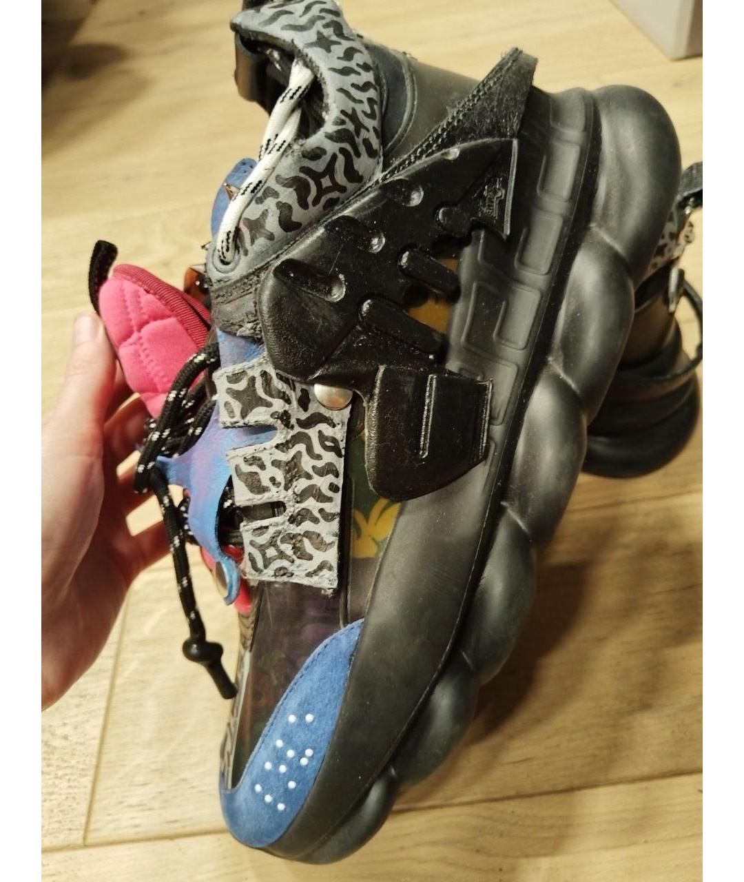 VERSACE Черные замшевые высокие кроссовки / кеды, фото 5