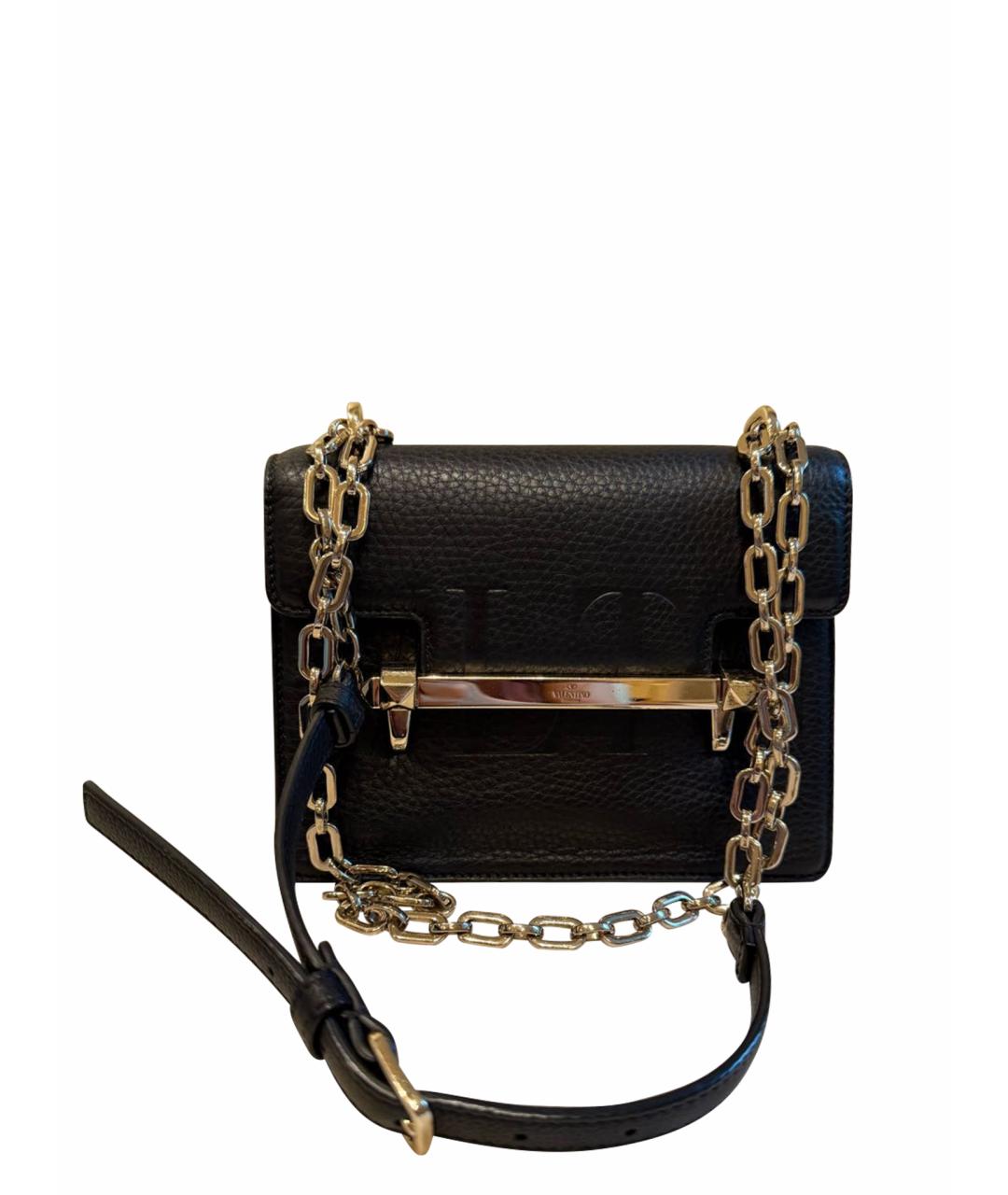 VALENTINO Черная кожаная сумка через плечо, фото 1