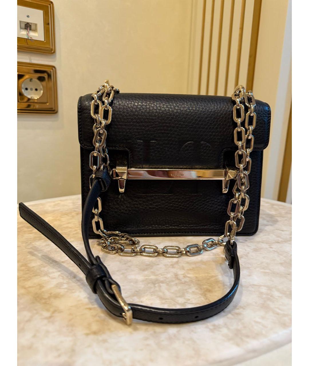 VALENTINO Черная кожаная сумка через плечо, фото 7