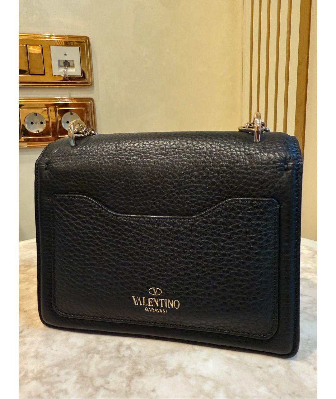 VALENTINO Черная кожаная сумка через плечо, фото 2