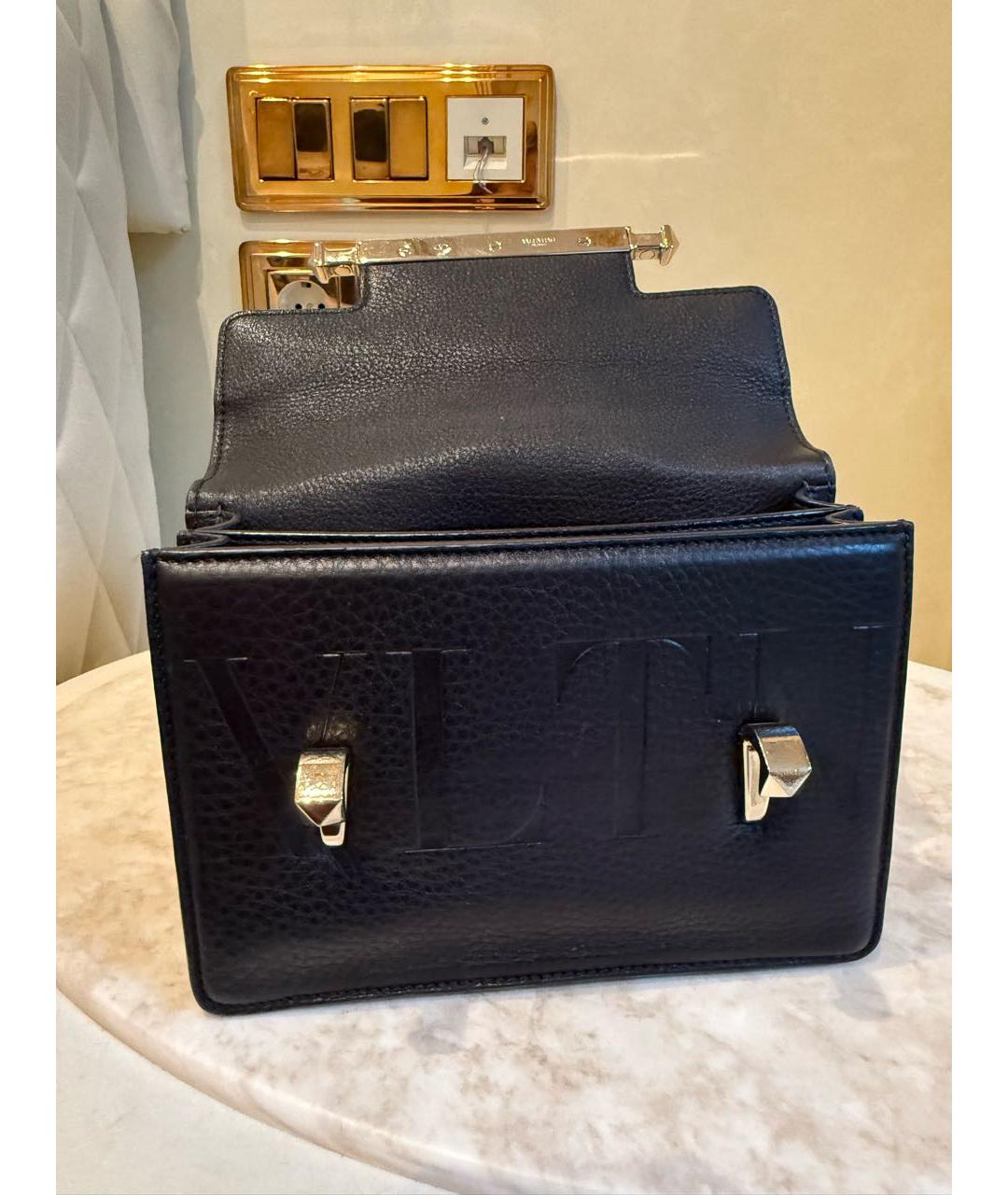 VALENTINO Черная кожаная сумка через плечо, фото 5