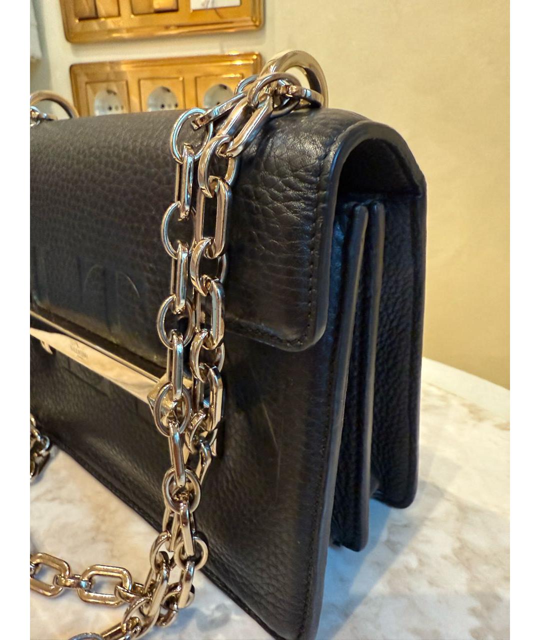 VALENTINO Черная кожаная сумка через плечо, фото 6