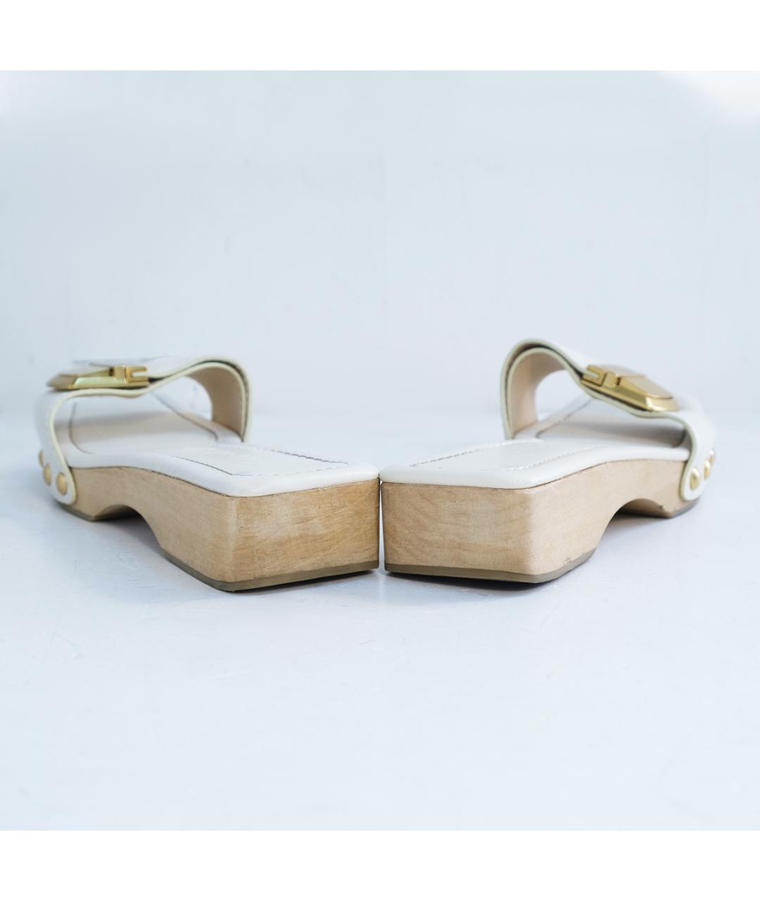 JACQUEMUS Белые кожаные шлепанцы, фото 5