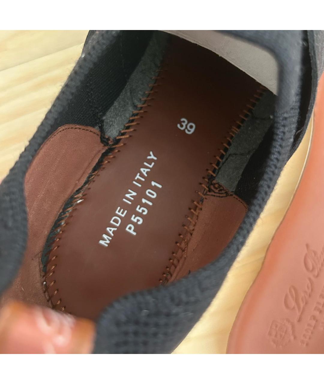 LORO PIANA Темно-синие текстильные кроссовки, фото 3