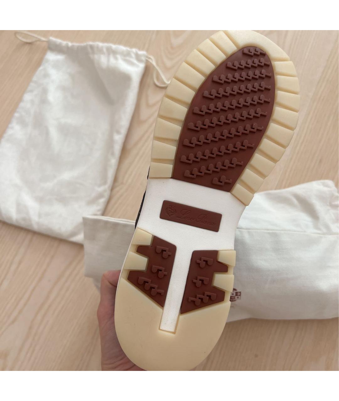 LORO PIANA Темно-синие текстильные кроссовки, фото 4