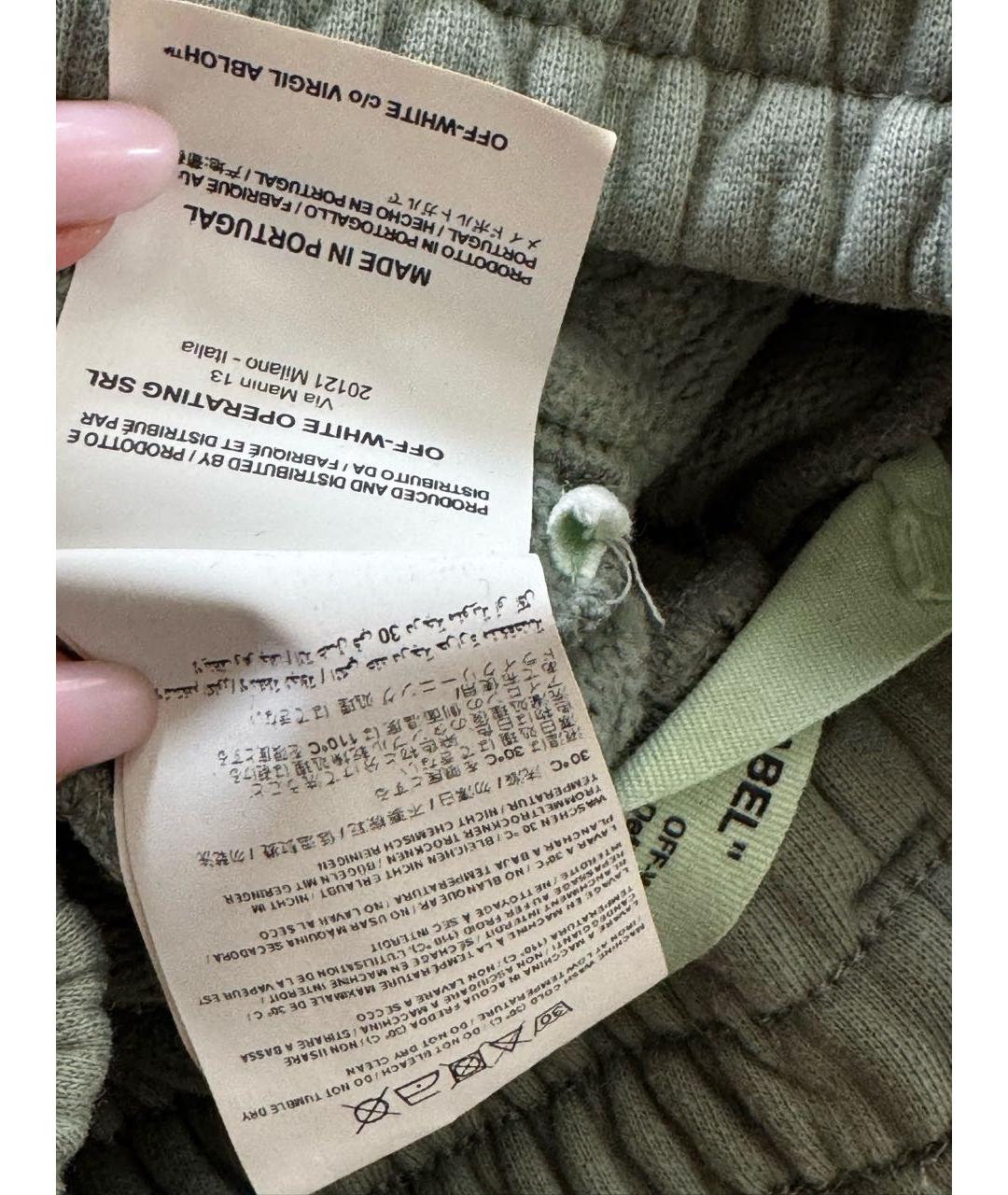 OFF-WHITE Хаки хлопковые брюки широкие, фото 6