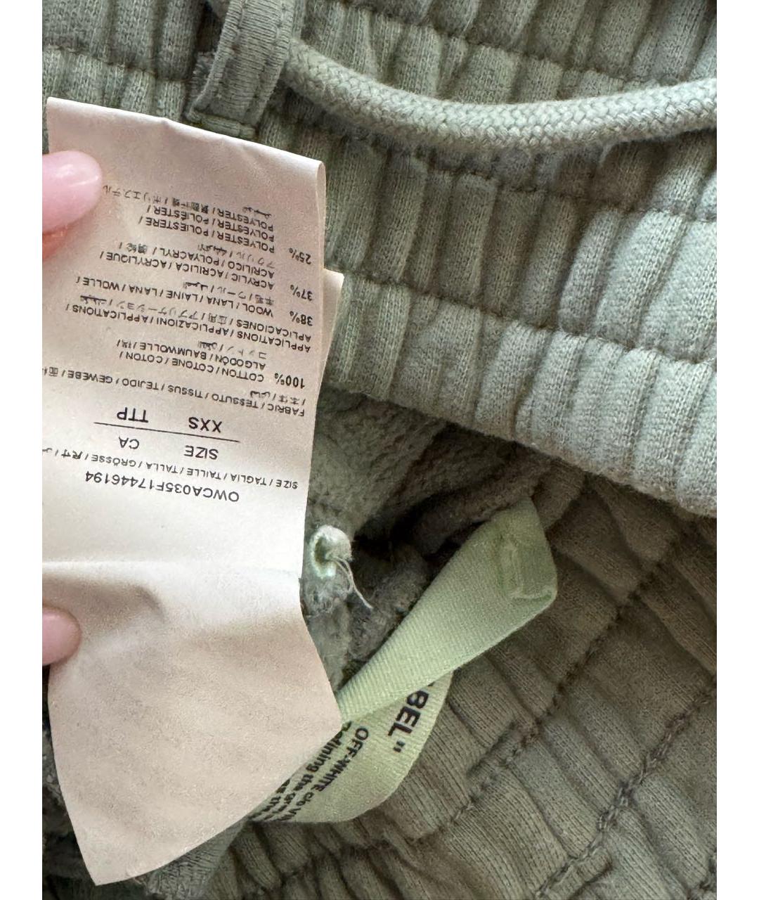 OFF-WHITE Хаки хлопковые брюки широкие, фото 5