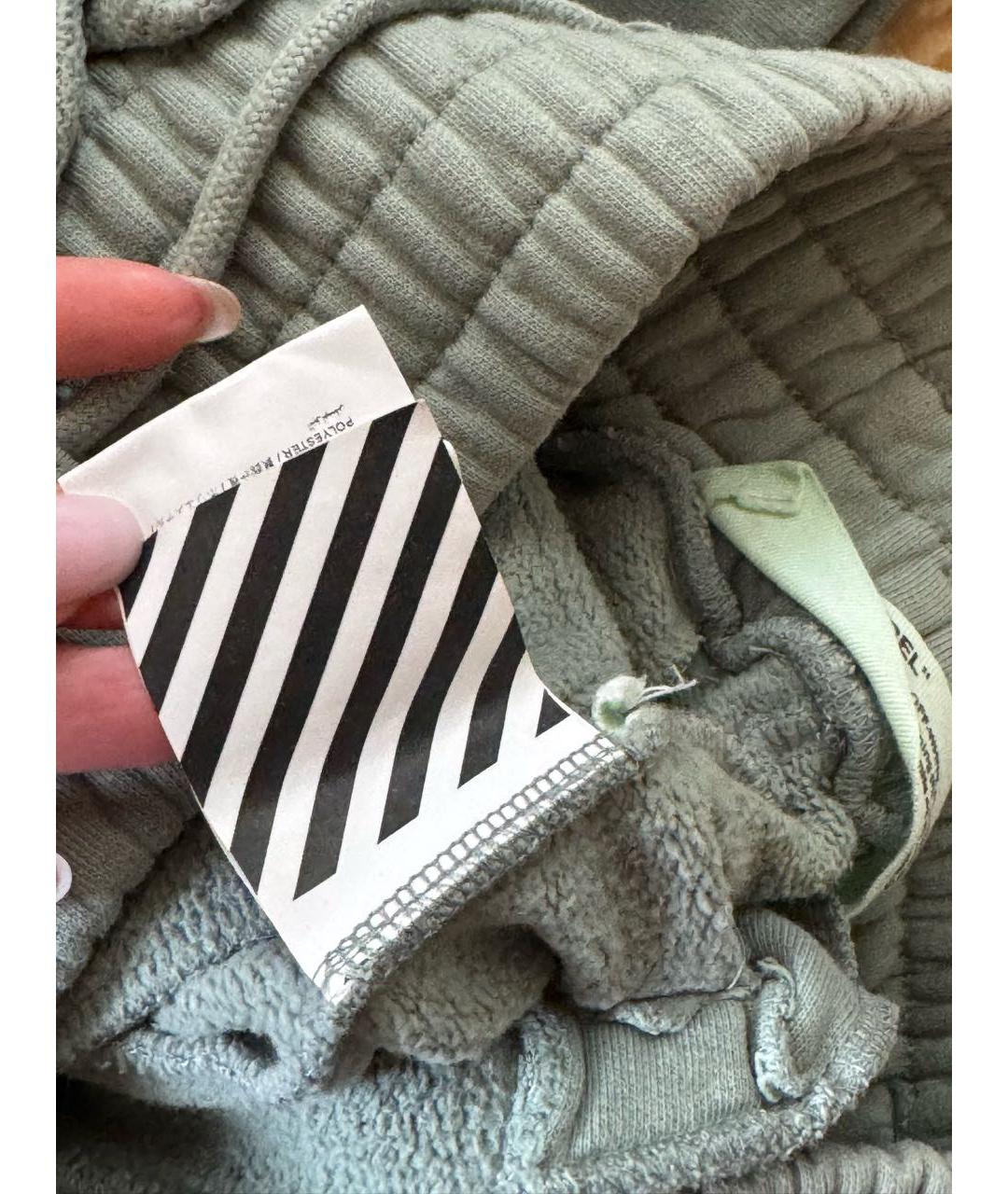 OFF-WHITE Хаки хлопковые брюки широкие, фото 4