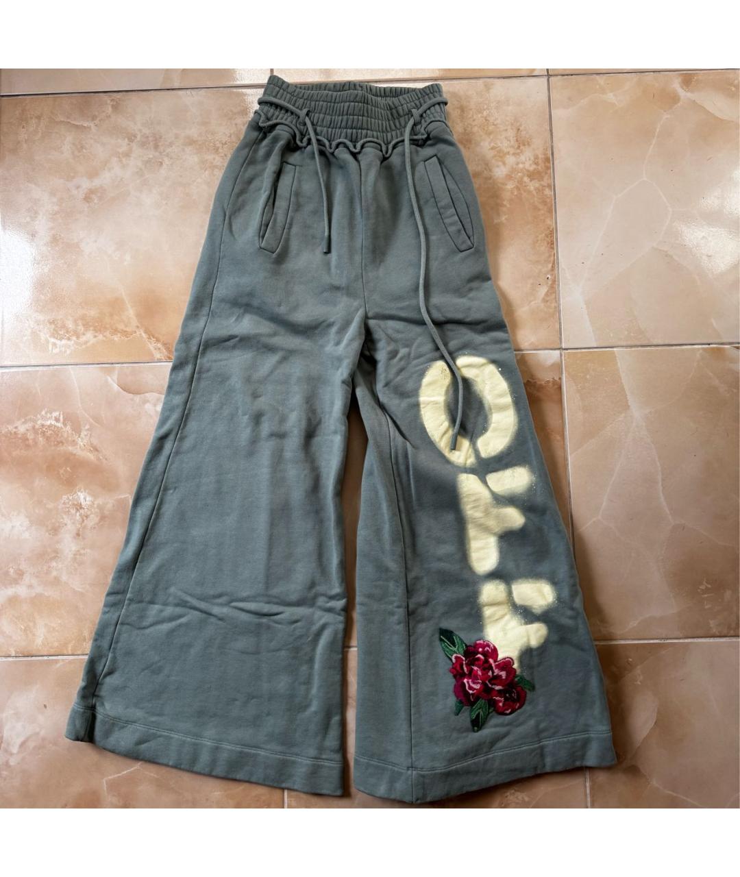 OFF-WHITE Хаки хлопковые брюки широкие, фото 7