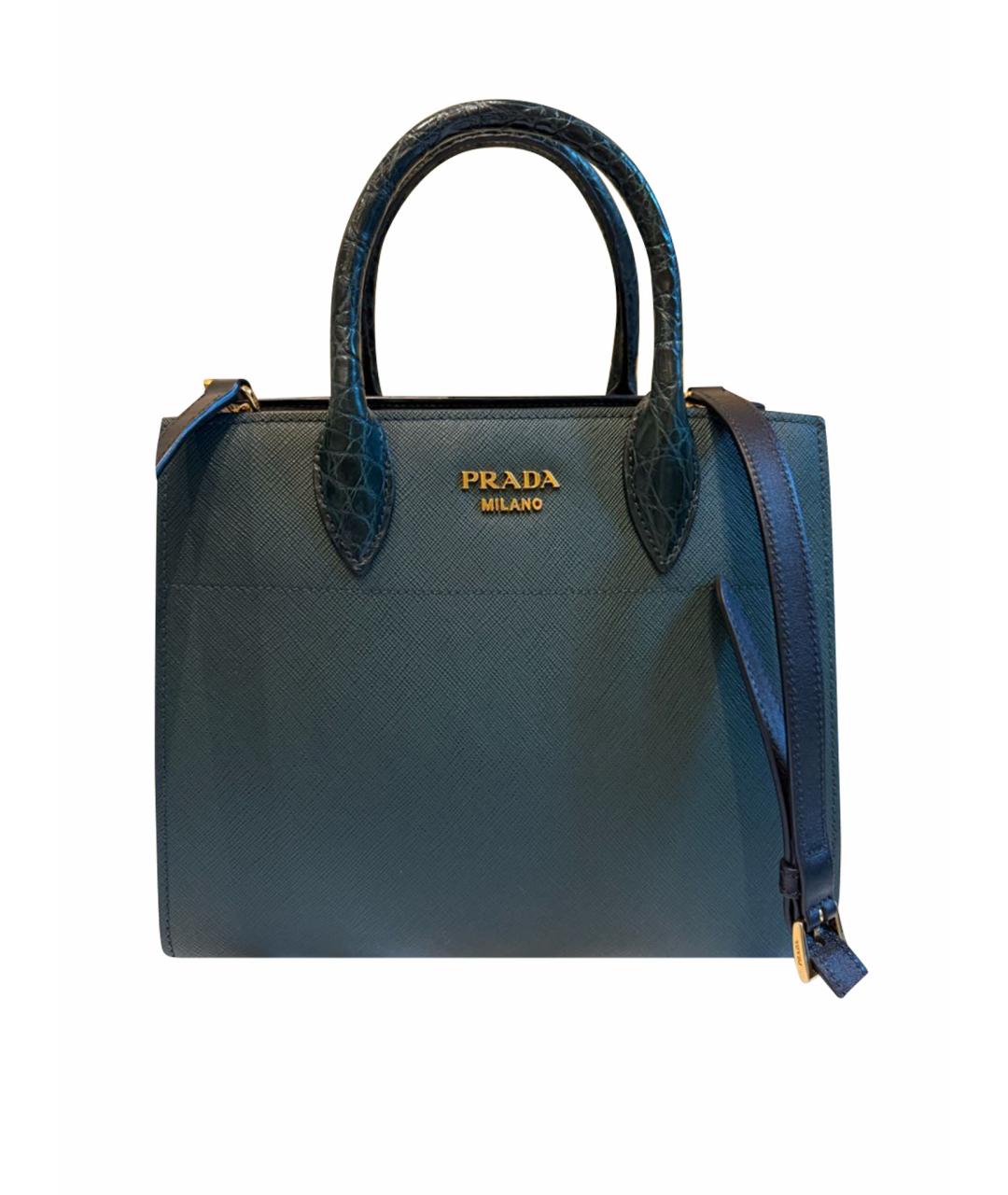 PRADA Зеленая кожаная сумка тоут, фото 1