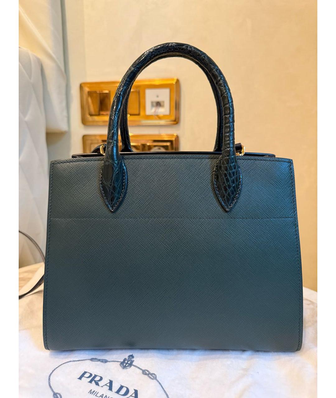 PRADA Зеленая кожаная сумка тоут, фото 2