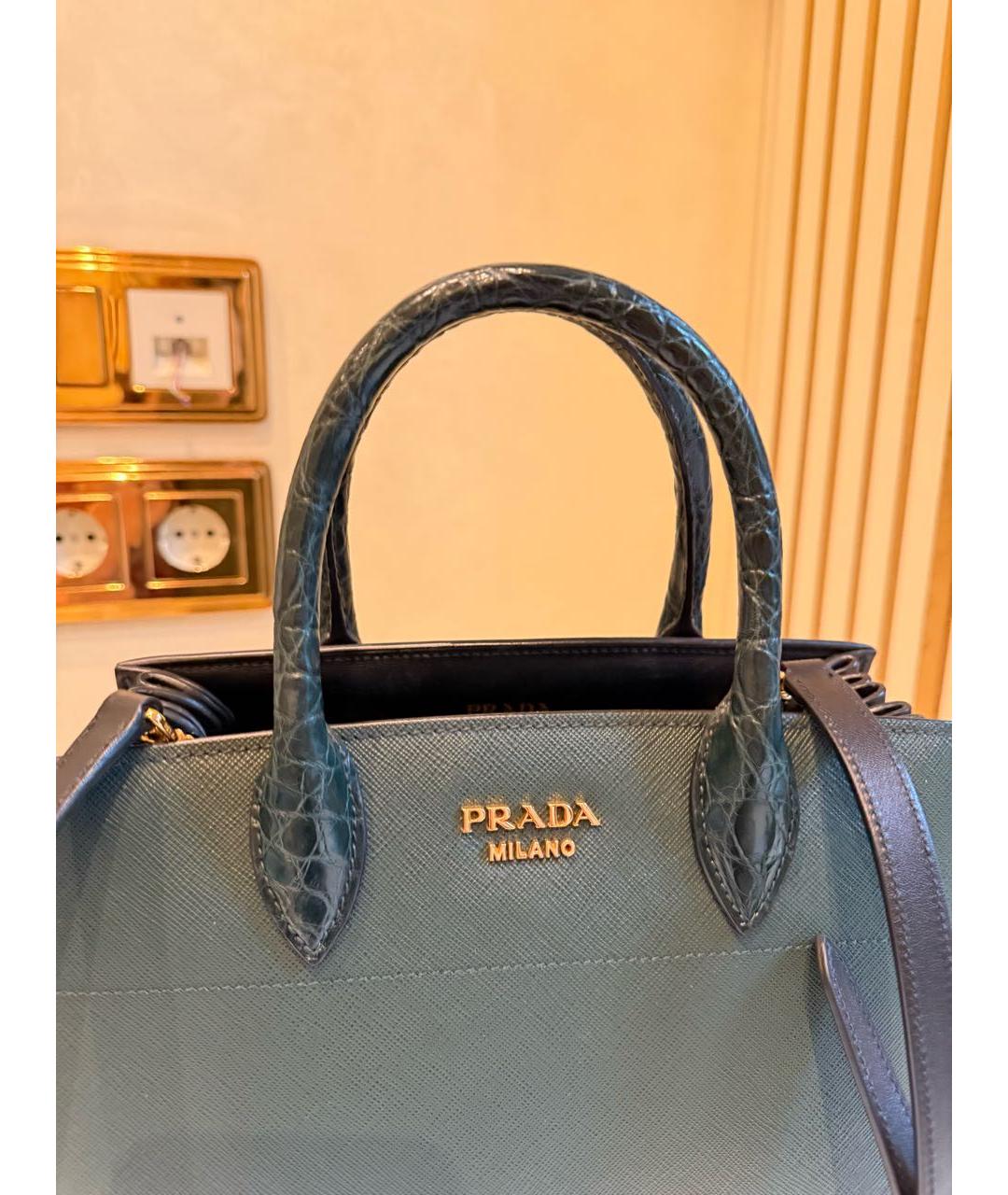 PRADA Зеленая кожаная сумка тоут, фото 6